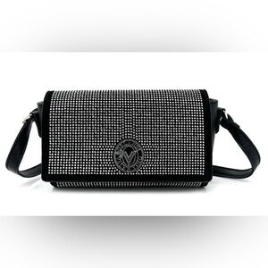 Valentino Orlandi Rhinestone Bag Elegant Black and Silver Women's Bag